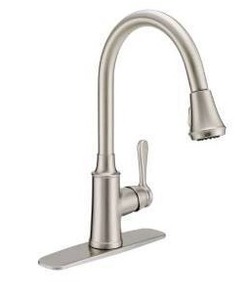 Single Hole Pull-Down Kitchen Faucet Chrome w/ Deck Plate and Supply Lines