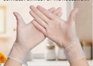 lot 12477 image: LW Concept Clear Vinyl Gloves Powder Free 100 Count Size XL