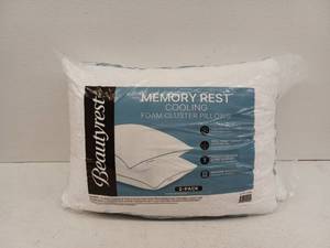 lot 12535 image: Beautyrest Memory Rest Cooling Foam Cluster Pillows 2-Pack StandardQueen 20x28 In