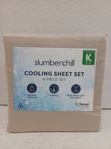 lot 12540 image: Slumberchill King Cooling Sheet Set 6-Piece Tencel Moisture Wicking