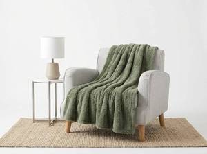 lot 12562 image: Berkshire Blanket & Home Co. Herringbone Plush Blanket King 112in x 92in Green
