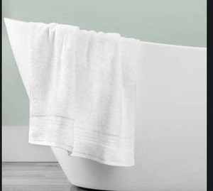 lot 12565 image: Purely Indulgent White Bath Towel with Woven Border Band