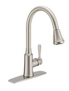 Single Hole Pull-Down Kitchen Faucet Chrome w/ Deck Plate and Supply Lines