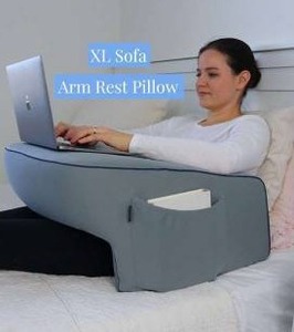 lot 12622 image: XL Sofa Arm Rest Pillow With Zippered Cover