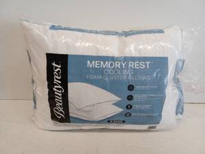 lot 12707 image: Beautyrest Memory Rest Cooling Foam Cluster Pillows 2-Pack StandardQueen