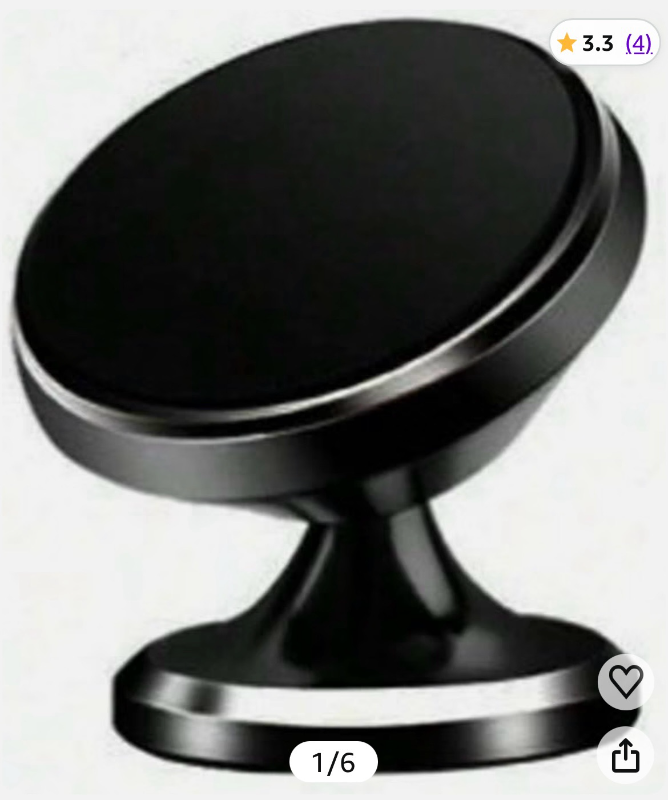 lot 15489 image: Universal Magnetic Car Mount for Cell Phone - 360° Rotatable Super Strong Metal Adhesive Phone Holder for Dashboard & Windshield,Black