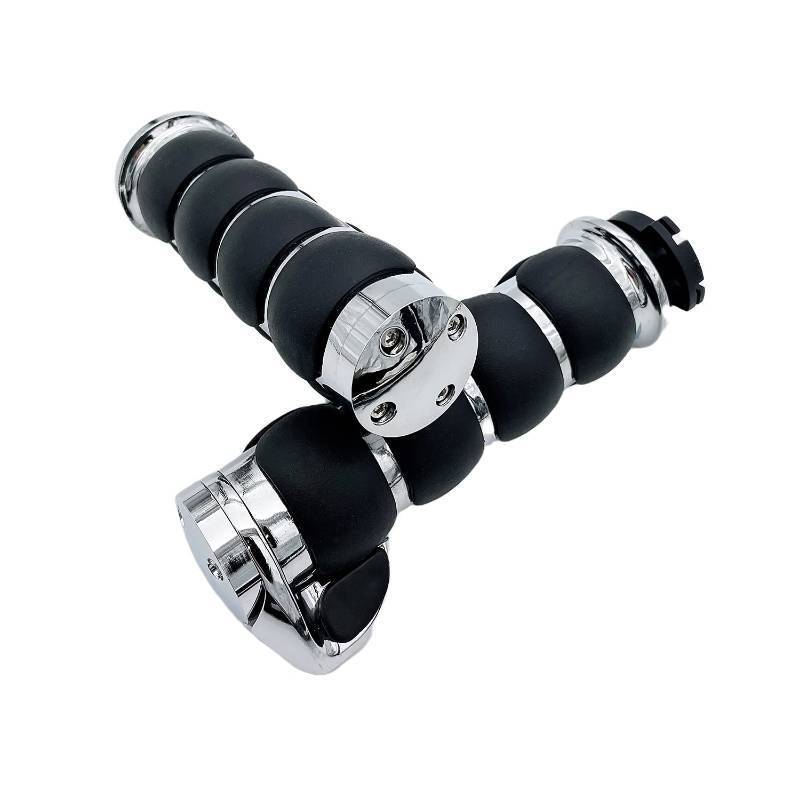 lot 9043 image: 1 Motorcycle Handlebar Grips Bar Grip 24.5mm 26mm Thruster Grip for Harley FX XG XLH FXDWG VRSCAW by D1M (Chrome)