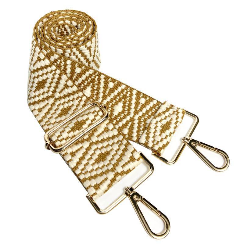 lot 9029 image: Dsigo Purse Strap, 2 Wide Gold Buckle Embroidery Crossbody Shoulder Strap for Bag Handbag Canvas Bag Crossbody Bags (Yellow Rhombus)