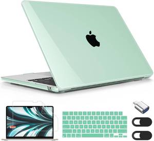lot 15582 image: Lepeoac for MacBook Air 13.6 inch Case M4 M3 M2 2025 2024-2022 Release Model A3240 A3113 A2681, Sturdy Plastic Hard Shell Case & Keyboard Cover for MacBook Air M2 13 inch, Crystal Green