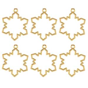 lot 15603 image: NUOBESTY 10pcs Christmas Snowflake Open Back Bezel Charms Xmas Snowflake Hollow Out Frame Pendants Golden Metal Dangles for Christmas Tree Jewelry Making Hanging Accessories