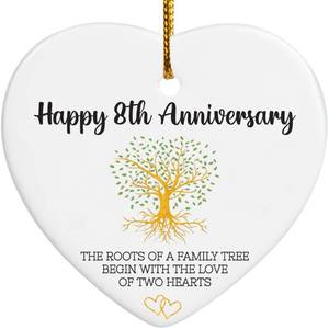 lot 15606 image: Morycraft 8th Anniversary Ornament Gifts, Best Bronze Anniversary Wedding Romantic Keepsake, Happy 8 Year Bronze Wedding Valentines Gifts for Him, Her, Husband, Wife, Couple, Men, Women