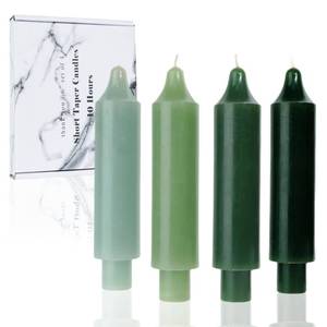 lot 15613 image: LPUSA Short Taper Candles 6 inch Candle Sticks Unscented Dinner Candle Dripless for Home Decor,Set of 4, Gradient Green