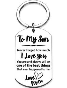 lot 15621 image: To My Son Keychain, Mother to Sons Gifts from Mom, Dad to Sons Gifts, I Love You Son Gift from Mom and Dad, Present Idea for Wedding, Birthday, Graduation, Gift Ready