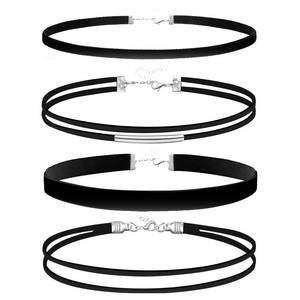 lot 43414 image: Palotay 4Pcs Black Velvet Lace Choker Set for Women Adjustable Gothic Choker Collars Black Chocker Necklace for Women Jewelry 4Pcs A