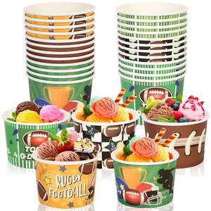 lot 43429 image: HOWAF 24pcs Football Snack Bowl, Football Disposable Paper Cup Football Birthday Ice Cream Bowls for Football Game Day Birthday Party Decoration, Football Party Supplies Serving Snack Bowls