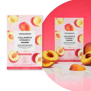 lot 43451 image: Vitamasques Collagen & Vitamin C Peach Masks  Nourish  One Sheet Masks
