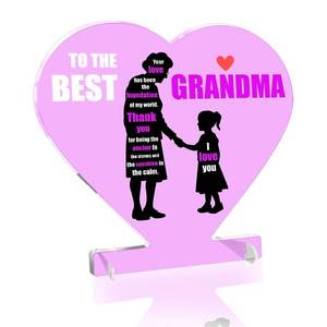 lot 43466 image: BulbaCraft Grandma Plaque To The Best Grandma - Pink Heart Shaped Plastic Decorative Sign