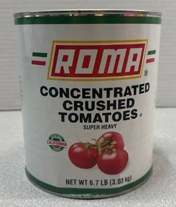 lot 9504 image: Roma Concentrated Crushed Tomatoes Super Heavy 6.7 lb (3.03 kg)