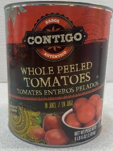 lot 9505 image: Contigo Whole Peeled Tomatoes in Juice 6 lb 6 oz (2.89 kg) Can
