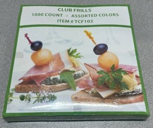 lot 9506 image: (Lot of 3) Club Frills 1000 Count Assorted Colors Frilled Picks TCF102