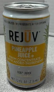 lot 9545 image: REJUV Pineapple Juice 7.2 Fl Oz 213 mL Cans Lot of 12