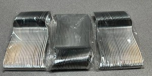 lot 9550 image: Lot of 3 Packs of 25 Silver-Colored Disposable-Style Utensil Spoons in Clear Wrap