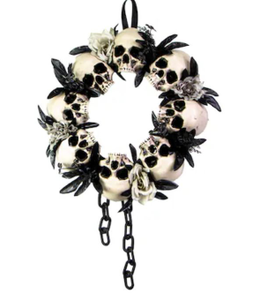 lot 9265 image: Haunted hill farm Skull Wreath Halloween 15.7 in Diameter