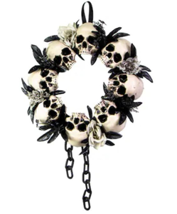 lot 9266 image: Haunted hill farm Skull Wreath Halloween 15.7 in Diameter