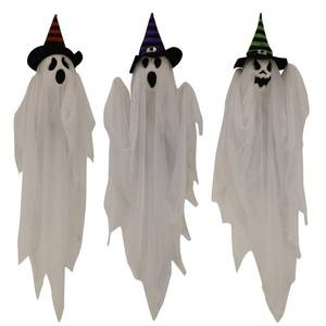 lot 9267 image: Haunted Hill Farm 26 Hanging Ghosts Halloween Animatronic - Retail $36
