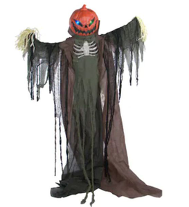 Haunted Hill Farm Animatronic Pumpkin Head Scarecrow Prop 6.7 Ft