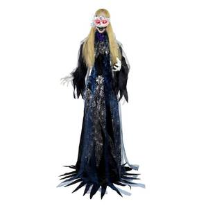 lot 9278 image: Haunted Hill Farm 5.9-Ft. Animatronic Standing Masquerade Lady, Lights - Retail $52