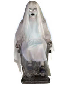 lot 9288 image: Haunted Hill Farm Sitting Animatronic Ghost Girl 30 in Wide