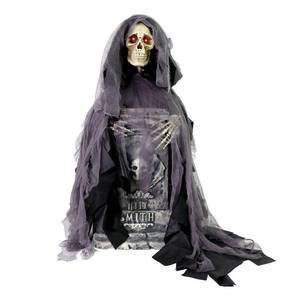 lot 43387 image: Haunted Hill Farm 3.0-Ft. Rising Reaper with Tombstone Animatronic - Retail $68