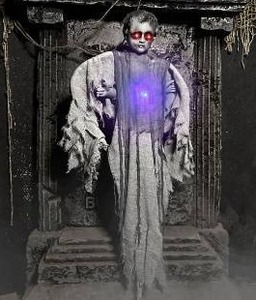 lot 43389 image: Haunted Hill Farm Animatronic Hanging Figure 39.4 In eye is pushed inside