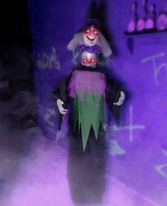 lot 43392 image: Life-Size Animatronic Witch 72 in Battery Operated Touch Activated