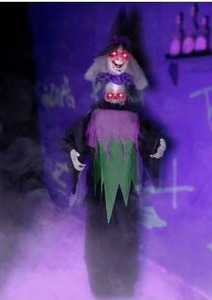 lot 43393 image: Life-Size Animatronic Witch 72 in Battery Operated Touch Activated
