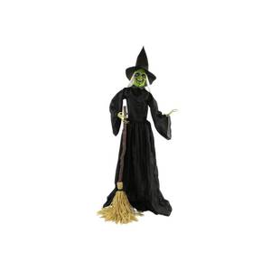lot 43398 image: Haunted Hill Farm 5.9-Ft. Witch with Broomstick Animatronic - Retail $70