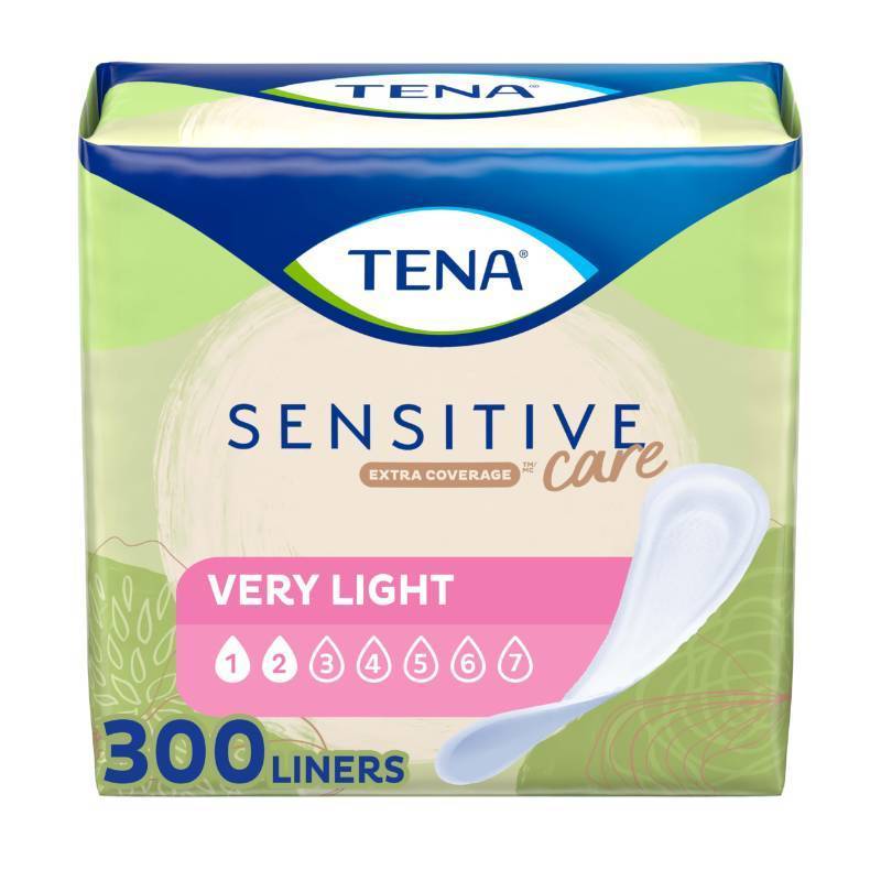 lot 47318 image: TENA Sensitive Care Very Light Pantiliners for Women, Extra Coverage, 300ct - Retail $35