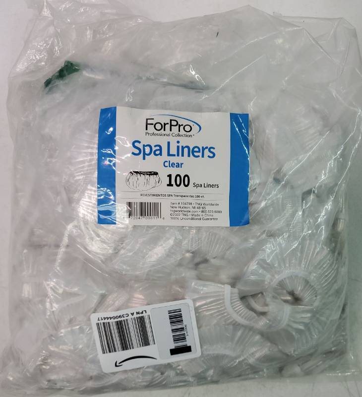 lot 47355 image: ForPro Spa Liners, 100ct, Clear, Disposable Pedicure Liners, COUNT UNKNOWN. - Retail $16