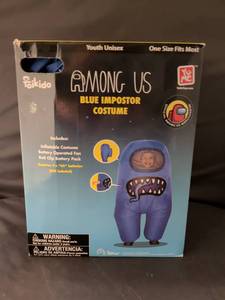 lot 23 image: Folkido Among Us Blue Impostor Costume Youth Unisex One Size Fits Most