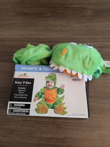 lot 38 image: Celebrate Baby T-Rex Infants & Toddlers Costume 0-6 mo Jumpsuit Hood Booties Tail