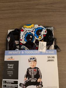 lot 39 image: Celebrate Sugar Skull Infant Toddler Jumpsuit Cap 0-6 Months 2-Piece Set