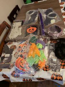lot 79 image: Halloween Costume Accessory Lot - Masks Wigs Decorations