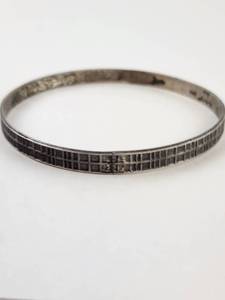 Danecraft Bangle Bracelet with Geometric Pattern Sterling Silver