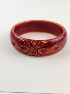 lot 105 image: Vintage Red Carved Bakelite Bangle Bracelet Over-Dyed