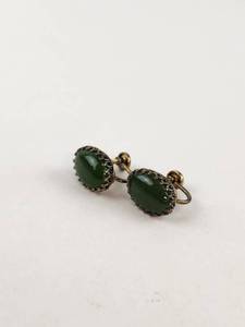 lot 125 image: Vintage Danecraft Sterling Silver Earrings Green Cabachons Tourmaline