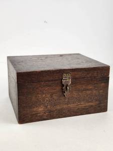 lot 169 image: Vintage Wood Storage Box with Brass Hardware