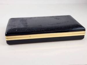 lot 170 image: Black Jewelry Box with Gold Trim and Red Velvet Interior