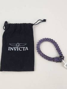 lot 174 image: Invicta Bracelet Purple Crystal Curb Chain with Black Buckle Clasp