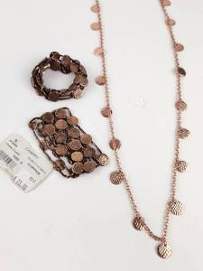 lot 221 image: Copper Lot Bracelet and Long Necklace Set